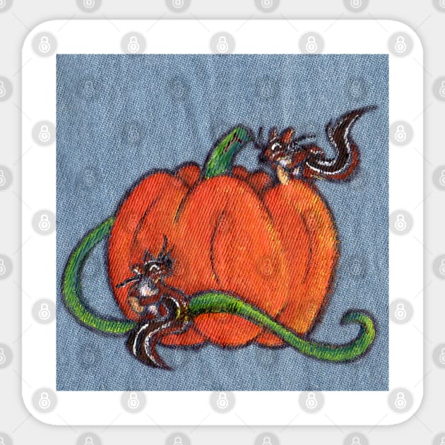 Pumpkin Patch Chipmunks Sticker by KristenOKeefeArt